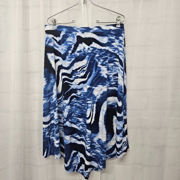 Chico's Blue White Abstract Marbled Boho Skirt Festival Retro 1 (M) - Picture 4 of 10